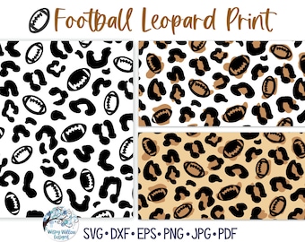 Football Leopard Print SVG Bundle for Cricut, Sports Animal Print PNG, Ball Cheetah Print Pattern, Vinyl Decal File for Silhouette