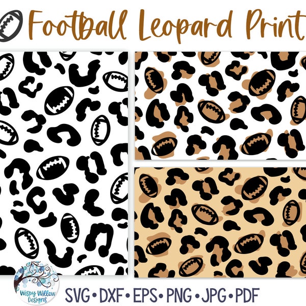 Football Leopard Print SVG Bundle for Cricut, Sports Animal Print PNG, Ball Cheetah Print Pattern, Vinyl Decal File for Silhouette