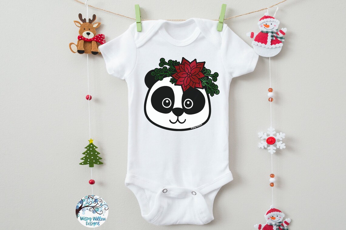 Download Christmas Panda SVG Panda with Flowers Winter Panda Floral ...