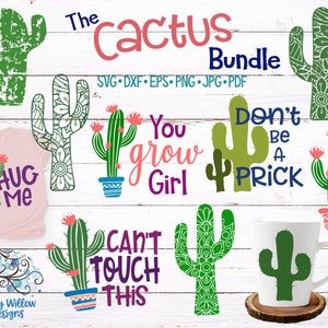 Cacus SVG-Bundle für Cricut, lustige Kaktus-Sätze für Sommer-Shirts, Wüste, sarkastisch, sei kein Prick, kann das nicht anfassen, Schnittdateien