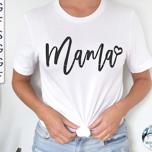Mama SVG with Heart for Cricut, Mama Shirt Design PNG, Mother&#39;s Day Gift, Cursive Mama, Cute Mom T-Shirt, Vinyl Decal File, JPG