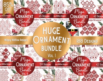 Huge Ornament SVG Bundle, Arabesque Tile Christmas Ornament, Merry Christmas, Reindeer, Arabesque SVG Files, Vinyl Decal Files for Cricut