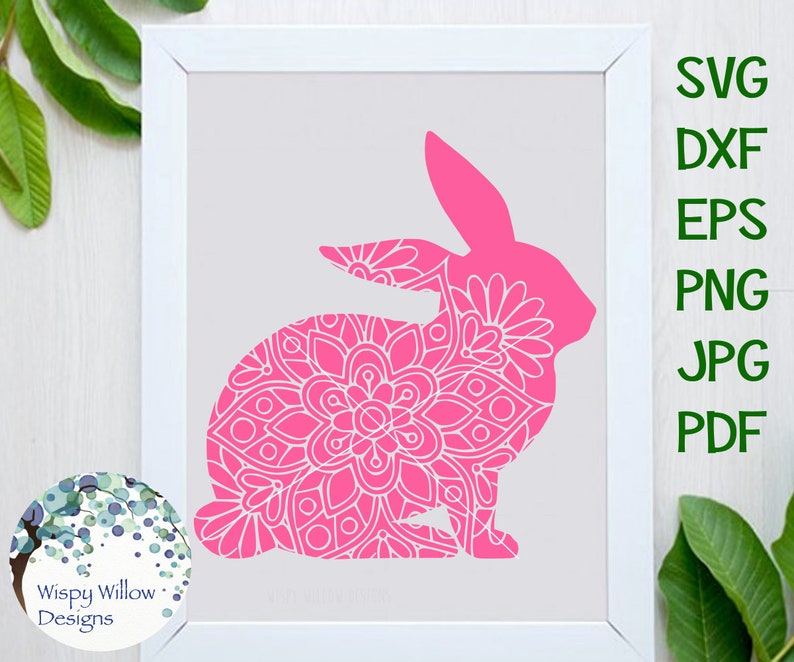 Download Rabbit Floral Mandala SVG DXF eps jpg png Digital | Etsy