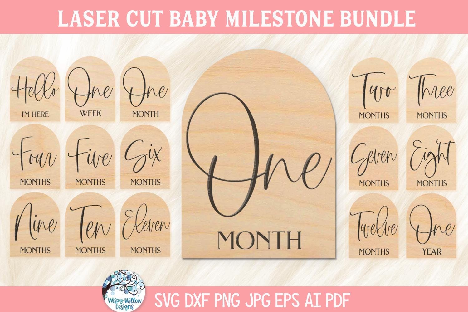 Baby Milestone SVG Bundle for Glowforge or Xtool Laser Cutter, Boho ...