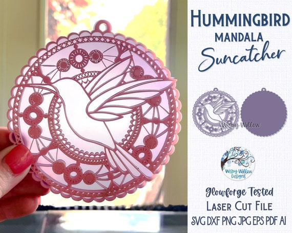 Hummingbird Mandala Suncatcher Ornament for Glowforge or Laser Cutter SVG,  Animal Mandala Sun Catcher Svg, Bird Ornament, Lasercut File Svg -   Israel