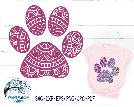 Paw Print Mandala SVG, Tribal Paw Print Clipart, Dog, Pet, Cat, Animal Rescue, Animal Adoption, Paw Print Silhouette PNG, JPG