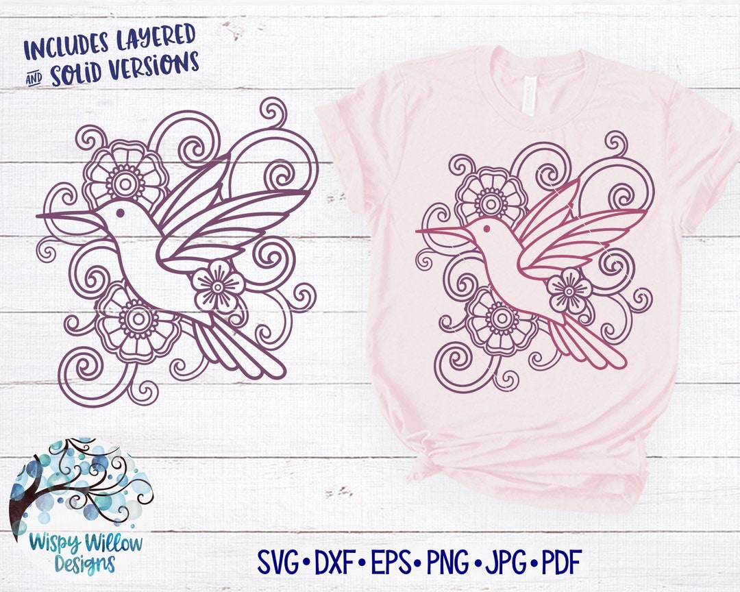 Floral Hummingbird SVG Dxf Hummingbird Mandala Svg Bird - Etsy