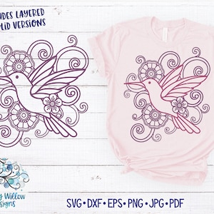 Floral Hummingbird SVG, dxf, Hummingbird Mandala Svg, Bird SVG, png, Humming Bird SVG, Spring, Summer,  Floral Hummingbird Vinyl Decal File