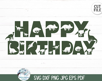 Happy Birthday SVG for Cricut, Dinosaur Birthday Phrase for Boys, Kid's Birthday Party Dino Shirt Design Png, Vinyl Decal File Download, Jpg