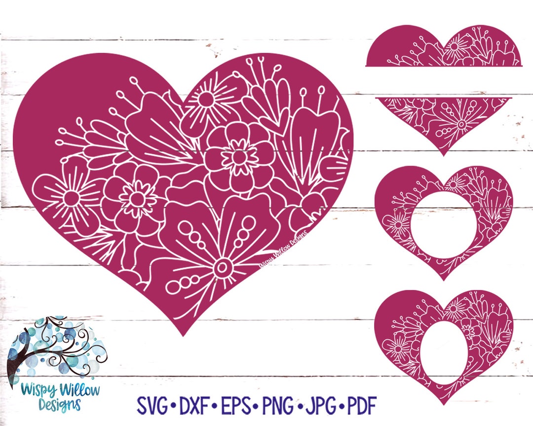 Floral Heart Mandala SVG Bundle, DXF, Png, Jpg, Valentine Mandala SVG ...