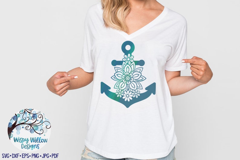 Download Floral Anchor SVG Anchor with Flowers SVG Anchor Mandala | Etsy