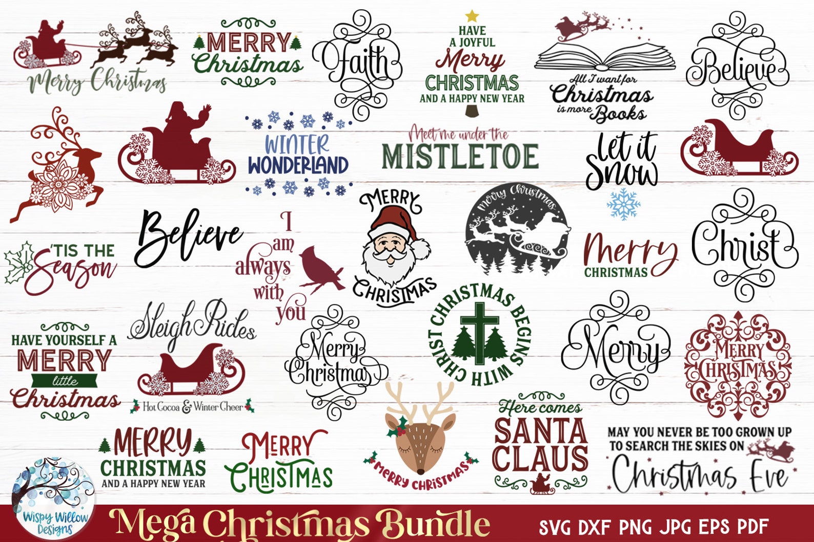 Mega Christmas SVG Bundle for Cricut, Farmhouse Christmas Signs, Merry ...