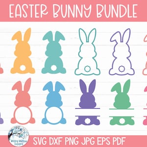 Pacchetto SVG coniglietto di Pasqua per Cricut, coniglietti pasquali per bambini Silhouette PNG, monogramma di coniglio pasquale carino, file di taglio decalcomania in vinile per Silhouette