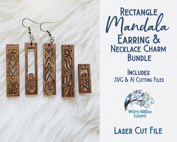 Rectangle Mandala Earring Bundle File For Glowforge Or Laser Etsy