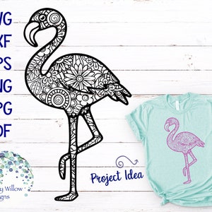 Flamingo Mandala Svg, Flamingo Zentangle SVG, Mandala Flamingo, Mandala Animal Svg, Summer Mandala Svg, Png, Vinyl Decal File for Cricut