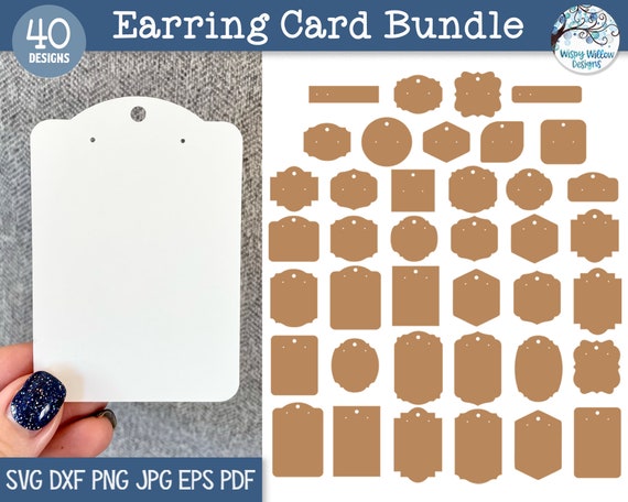 Earring Card SVG Bundle for Cricut, Jewelry Display Cards, Cardstock Stud  and Dangly Earrings Holder, Earring Card Template for Laser 