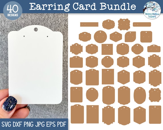 Earring Card SVG Bundle for Cricut, Jewelry Display Cards, Cardstock Stud  and Dangly Earrings Holder, Earring Card Template for Laser 