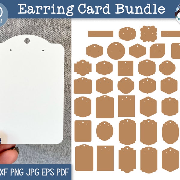 Ohrring Karte SVG Bundle für Cricut, Schmuck Display Karten, Cardstock Ohrstecker und Ohrhänger Halter, Ohrring Karten Vorlage für Laser