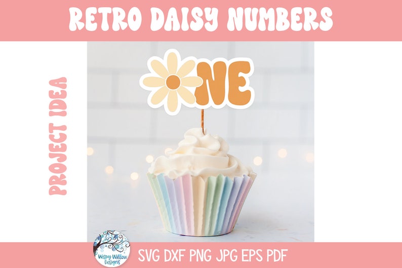 Retro Daisy Number SVG Bundle for Cricut, Baby's First Birthday Party Decor, Retro Daisy Numbers for Birthday Party, Baby Milestone PNG image 2