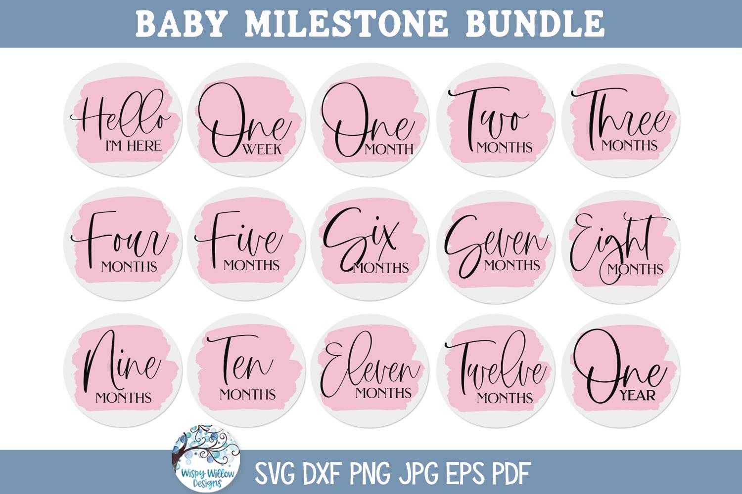 Baby Milestone SVG Bundle for Cricut, New Baby Monthly Round Circle ...