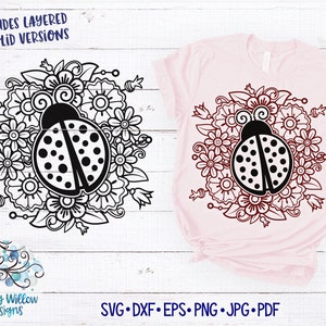 Coccinella e Mandala Fiore SVG, png, Coccinella SVG, Coccinella Mandala, Coccinella Mandala Svg, Primavera, Estate, File Decalcomania Coccinella, Mandala Animale