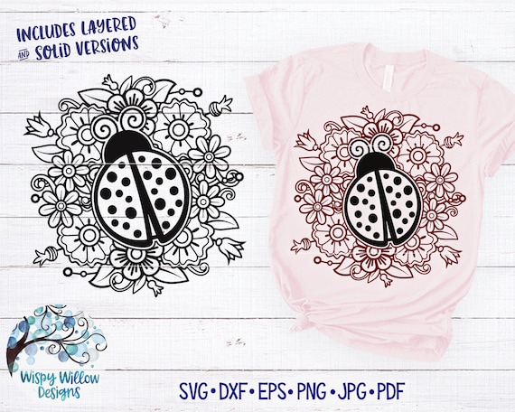 Download Ladybug And Flower Mandala Svg Png Ladybug Svg Lady Bug Etsy