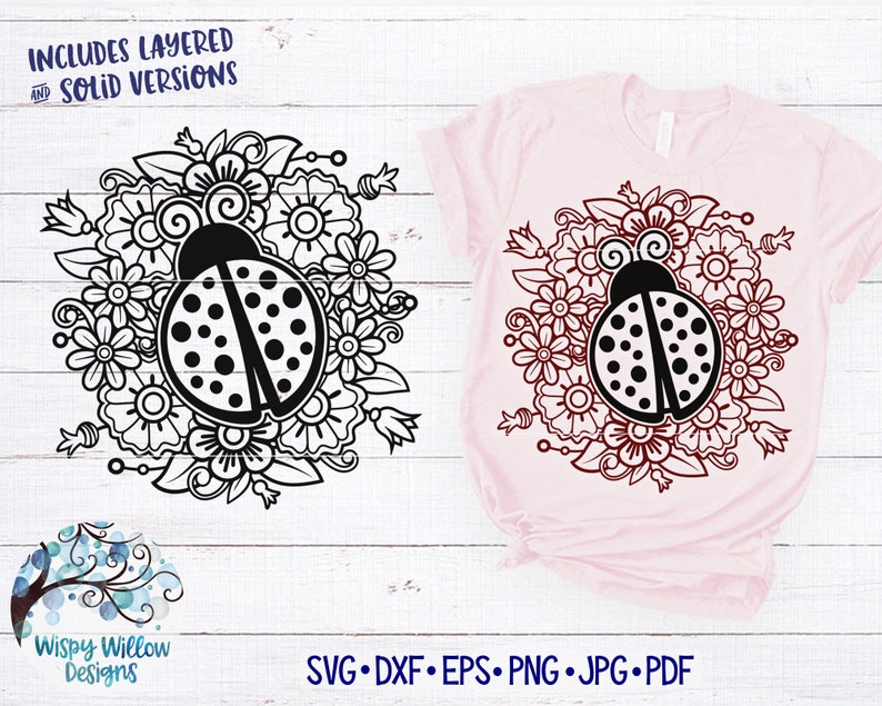 Download Ladybug and Flower Mandala SVG png Ladybug SVG Lady Bug | Etsy