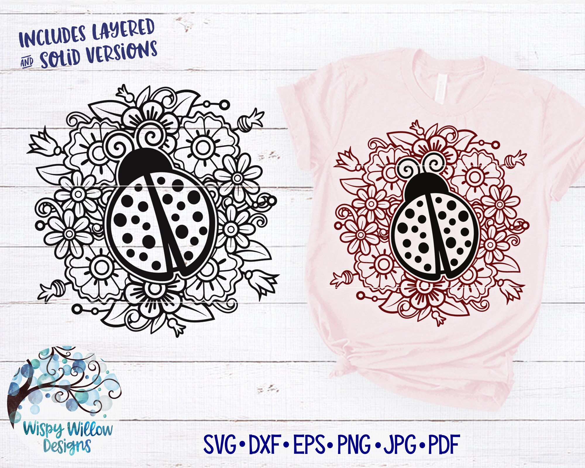 Download Ladybug and Flower Mandala SVG png Ladybug SVG Lady Bug | Etsy