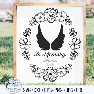 In Memory Angel Wings Svg, In Memory with Flower Oval SVG, In Memory of Sign Svg, Memorial Svg, Memorial Angel Wings Svg, Remembrance, Png
