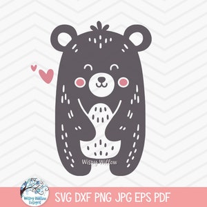 Bear SVG for Cricut, Animal Illustration Clipart PNG, Cute Teddy Bear Silhouette, Baby Shower, Cute Kid&#39;s Shirt, Nursery, Cut File Printable