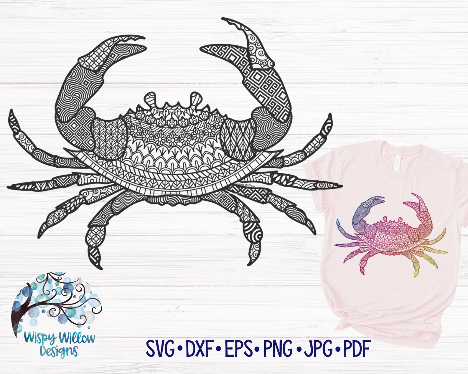Zentangle Crab SVG DXF Crab Mandala Svg Crab Zentangle Etsy