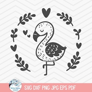 Flamingo SVG for Cricut, Tropical Bird, Baby Animal Clipart PNG, Baby Shower, Cute Summer Kid&#39;s Shirt, Whimsical Nursery, Decal Cut File