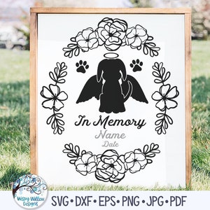 In Memory of Dog Svg, In Memory Angel Dog Svg, Oval Flower SVG, In Memory of Sign Svg, Dog Memorial Svg, Pet Memorial Angel Svg, Remembrance