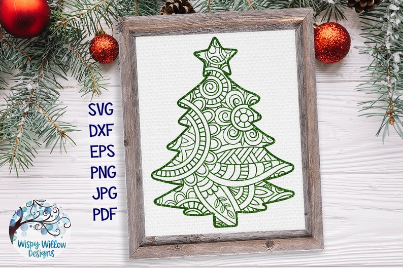 Download Christmas Tree Mandala SVG Christmas Mandalas Zentangle ...