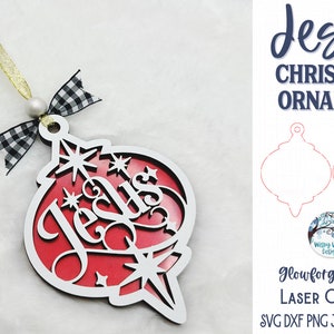 Jesus Christmas Ornament SVG File for Glowforge or Laser Cutter, Religious Winter Holiday Ornament, Xtool Laser Cut File, Jesus Christ DXF image 6