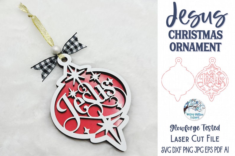 Jesus Christmas Ornament SVG File for Glowforge or Laser Cutter, Religious Winter Holiday Ornament, Xtool Laser Cut File, Jesus Christ DXF image 6