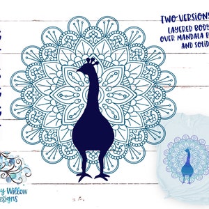 Peacock Mandala SVG for Cricut, Layered Peacock PNG, Animal Mandala, Pretty Peacock, Bird, Animal, Vinyl Decal Cut File Download