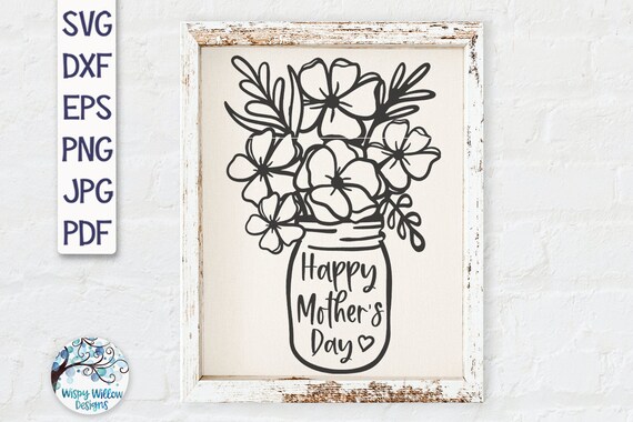 Mason Jar SVG Design Wildflower SVG File for Cricut Flower 