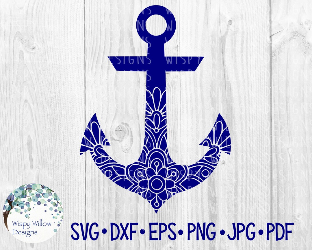 Floral Anchor SVG DXF Pdf Png Eps Jpeg Digital Download Etsy