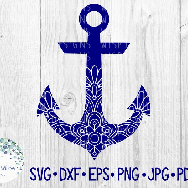 Floral Anchor SVG, DXF, pdf, png, eps, jpeg, Digital Download File, Mandala Anchor, Cricut, Silhouette, Cut File, Summer, Sea, Vinyl Decal