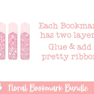 Floral Bookmark SVG Bundle for Cricut, Floral Butterfly Bookmark, Spring Plant Paper Cut Cardstock Bookmark for Reading, Library Reader Gift image 3