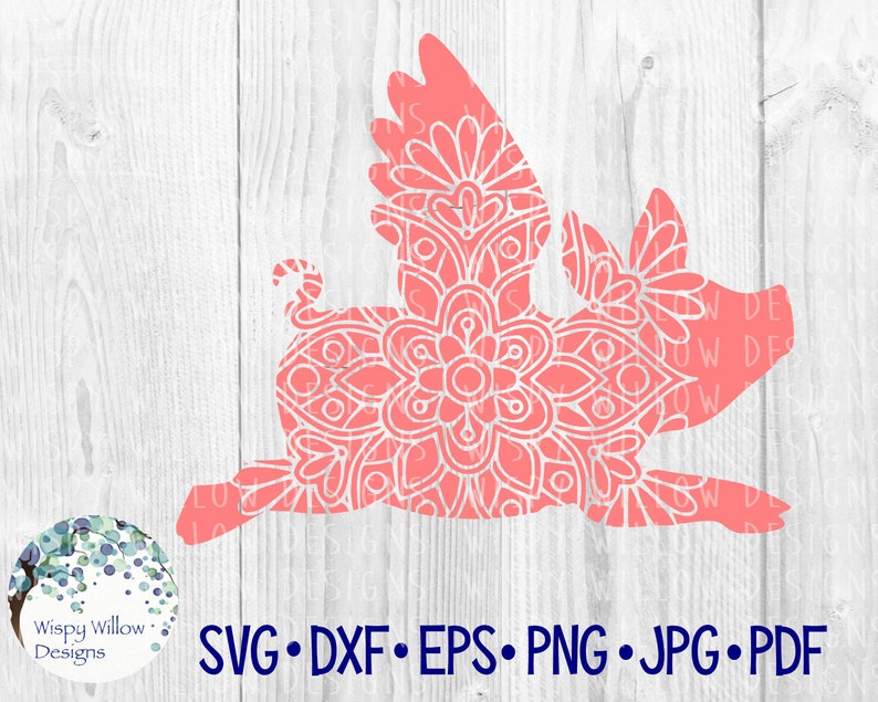 Download Flying Pig Mandala SVG DXF jpg png eps Flying Pig SVG | Etsy