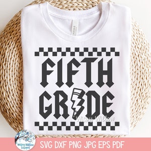 Fünfte Klasse SVG für Cricut, Grundschullehrer, Retro Rock N Roll, Tshirt Design PNG, Schulanfang, Sublimationslehre Jpg-Datei