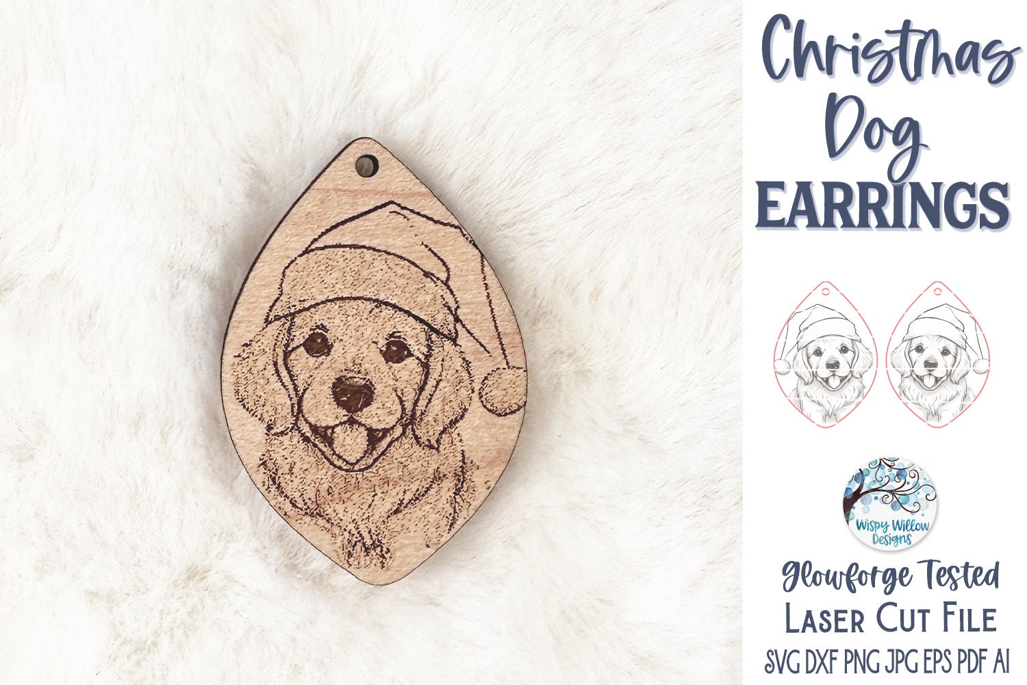 Christmas Dog Earring SVG File for Glowforge or Laser Cutter, Golden ...