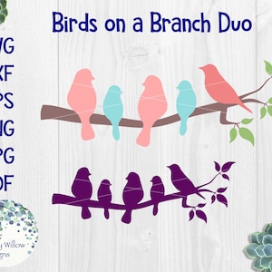 Oiseaux sur une branche SVG pour Cricut, Silhouettes d'oiseaux sur une branche d'arbre, volée d'oiseaux, avaler des oiseaux, sticker vinyle animal fichier coupe téléchargement PNG