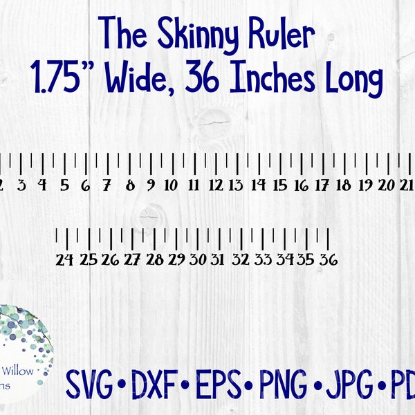 Skinny Ruler SVG, DXF, png, PDF, 36 Inch Ruler Measurement, Desk Ruler, Instant Digital Download File, Vinyl Decal File, Cricut, Silhouette