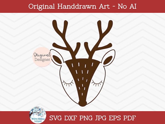 Deer SVG, Reindeer SVG, Scandinavian Deer, Simple Deer, DXF, Png, Cute Deer Svg, Reindeer Svg, Deer, Fall, Winter, Baby Deer, Baby Shirt Svg