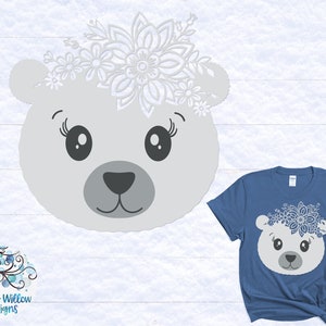 Floral Polar Bear SVG, DXF,  png, Cute Polar Bear Face SVG, Floral Bear, Cute Winter Animal Svg, Cricut, Christmas Svg, Vinyl Decal, Winter
