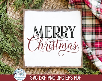 Merry Christmas SVG for Cricut, Cursive Christmas Svg, Farmhouse Christmas Sign, Winter Holiday Design Phrase Png, Vinyl Cut File Download