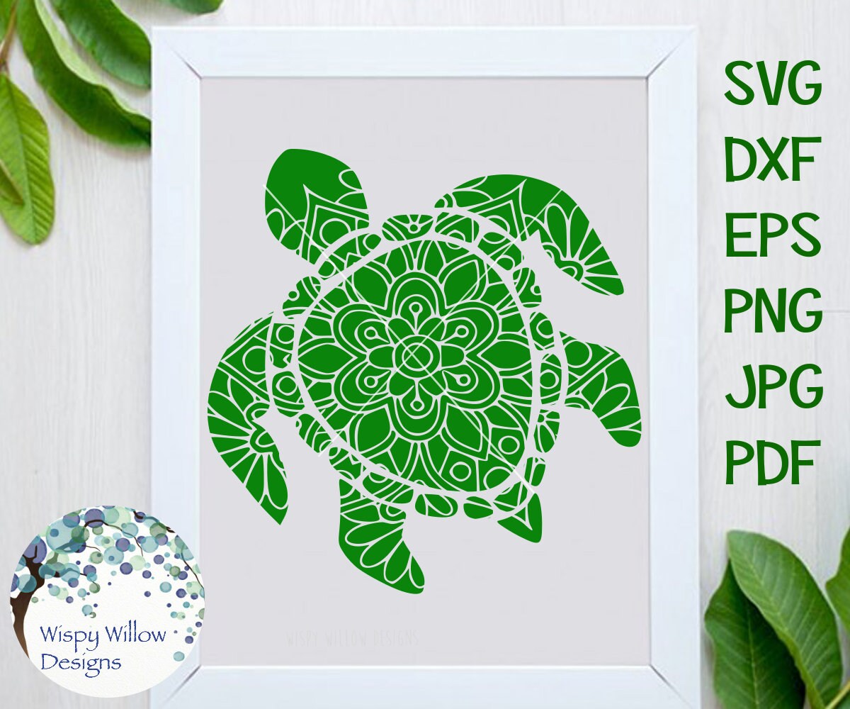 Download Turtle SVG DXF PNG eps jpg pdf Mandala Turtle Floral | Etsy